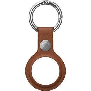 AlzaGuard Genuine Leather Keychain na Airtag sedlovo-hnedá