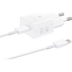 Samsung cestovná nabíjačka USB-C 25 W + USB-C dátový kábel White (Bulk)