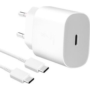 Samsung cestovná nabíjačka 25W + USB-C/USB-C dátový kábel White (Bulk)