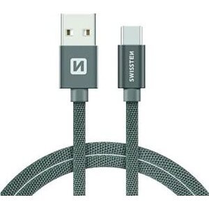 Swissten textilný dátový kábel USB/USB-C 1,2 m sivý