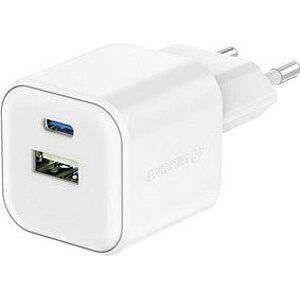 Swissten sieťový adaptér GaN 1× USB-C 20 W PD + 1× USB-A 18 W QC biely